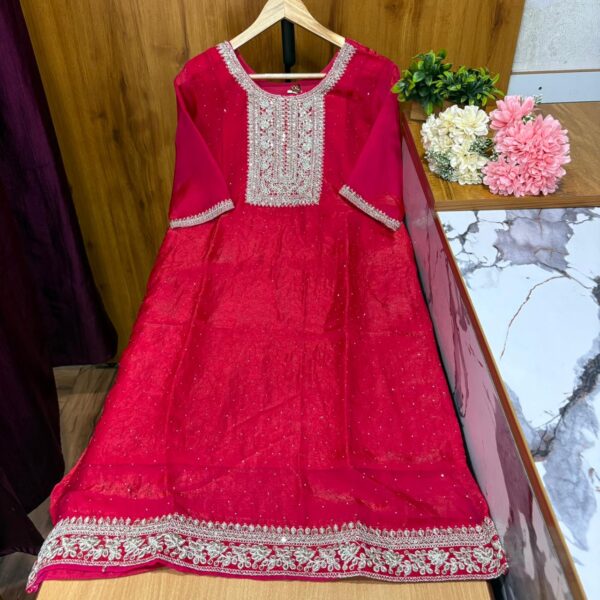 Rani Pink - Glassy Roman Side Open Kurtis