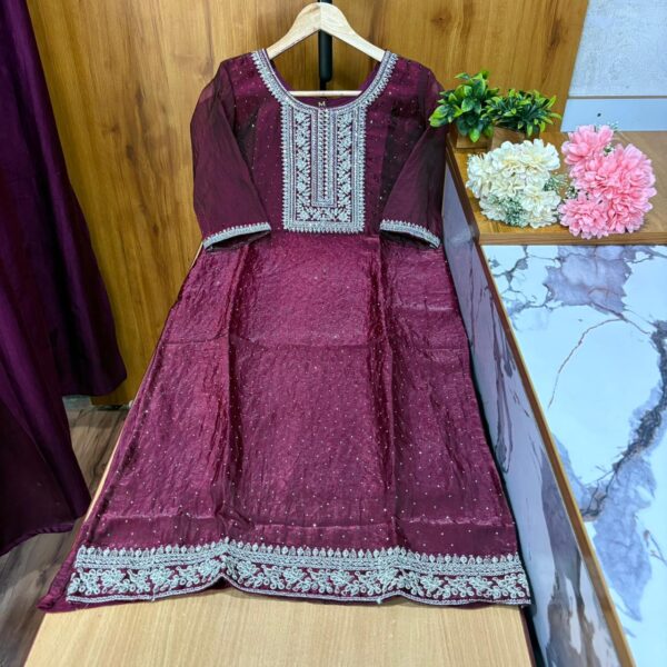 Wine - Glassy Roman Side Open Kurtis