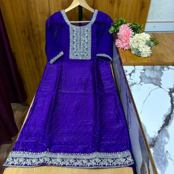 Purple - Glassy Roman Side Open Kurtis