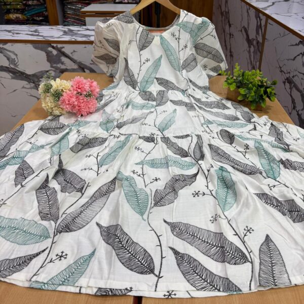 White Maxi With Rama Green Print - WM003
