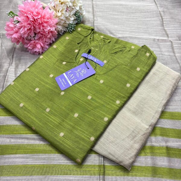 Mint Green - Raw Silk Kurtis -Top Pant and Dupatta