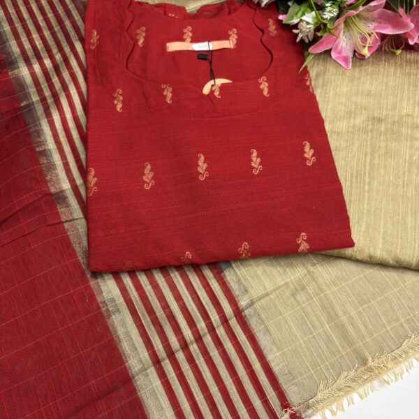 Raw silk kurta set with pant & Dhuppata